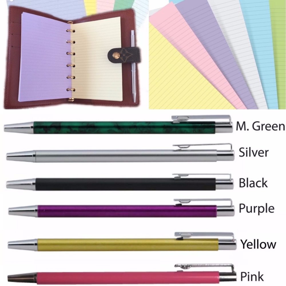 Insert Pen FITS Louis Vuitton 6 Ring Agenda + Insert Organizer Paper 100 Sheets